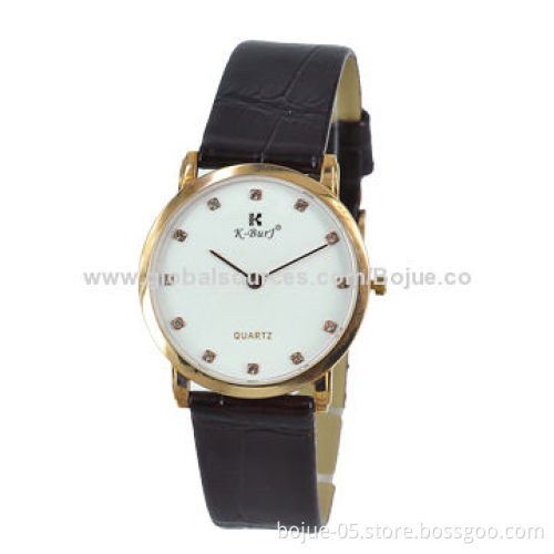 Fashionable Women's Leisure Dress Sports/Men's Leather Watch with Slim Case